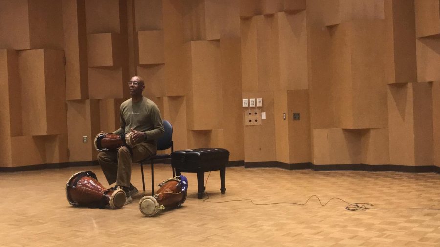 Afro-Cuban musician, dancer and teacher Roberto Borrell at Cal State East Bays Recital Hall.