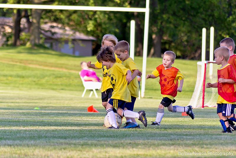 Budding soccer players on the field.