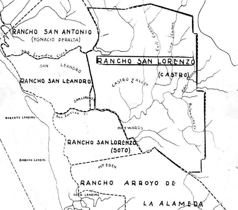 A partial map of Alameda County circa 1843.