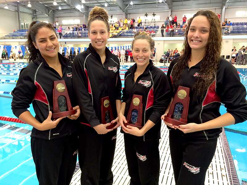 (L-R) Alyssa Tenney, Caitlin DeNise, Brittany Rojo and Madison Hauanio placed fourth in the 400-yard relay.