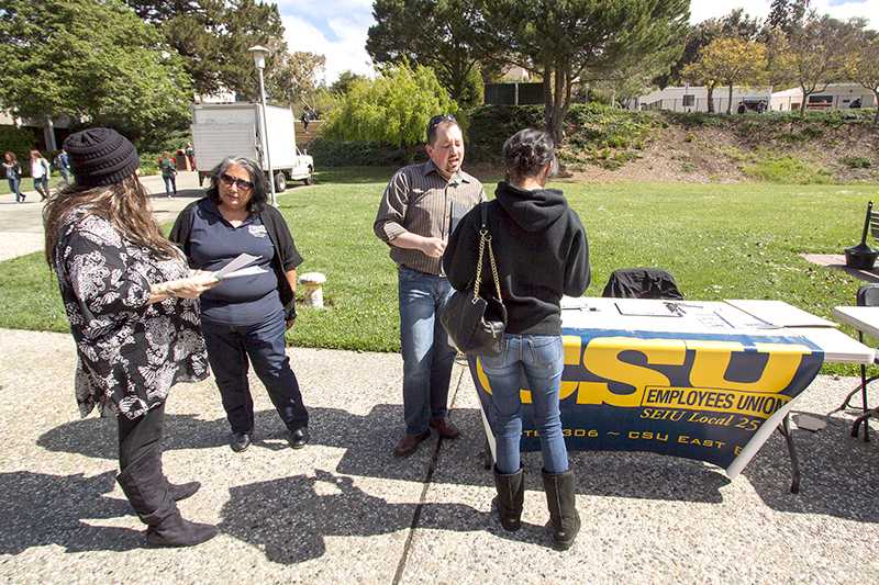 California State University Employees Union gathers signatures in an effort to increase funding to the CSU budget.