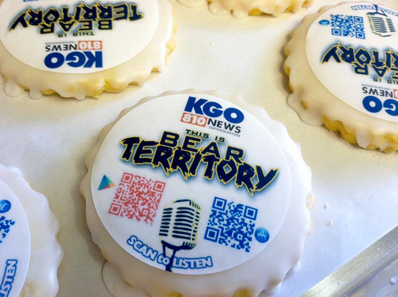 QR codes on Smart Cookie’s KGO 810 creations link the consumer to the radio stream.