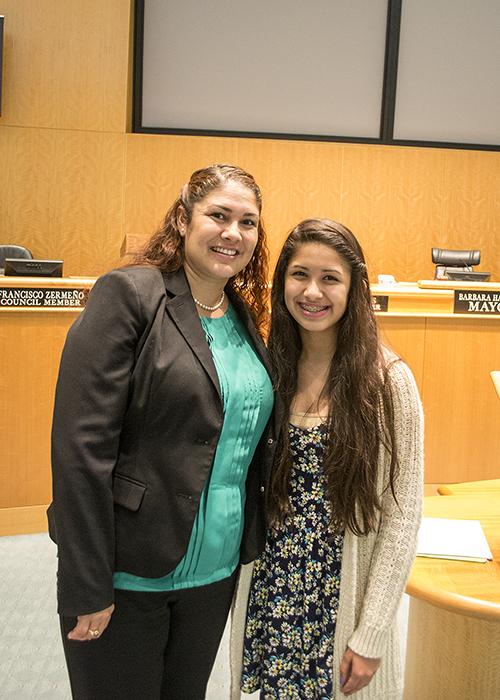 Newly appointed council member Elisa Marquez with her daughter Analisa Garcia.