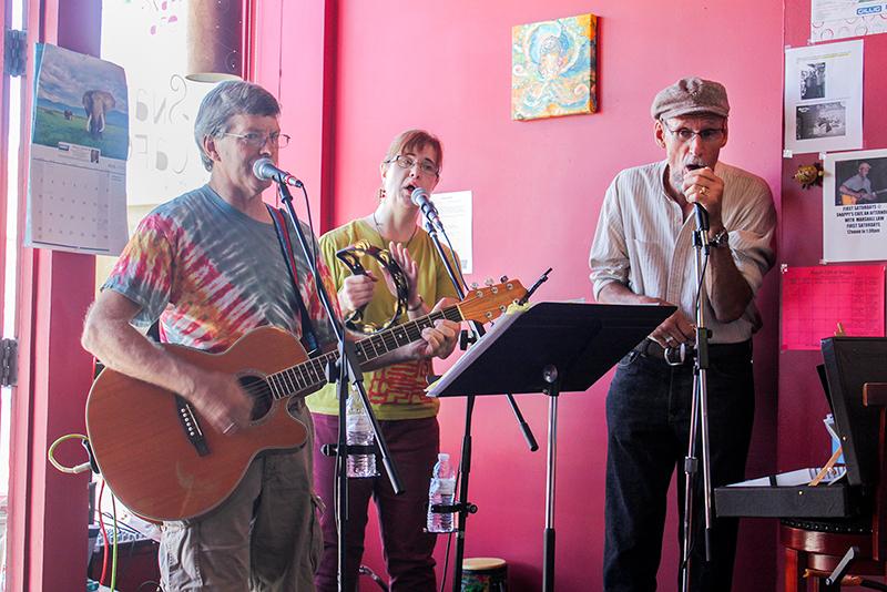 Bay Area folk-rock band Gravity +3 performs at Snappy’s Cafe in Hayward on Saturday.