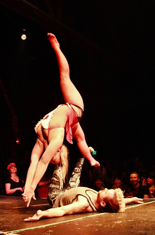 Handstand Nation, debuting their act on November 6th at Tourrettes Without Regrets at the Oakland Metro Operahouse