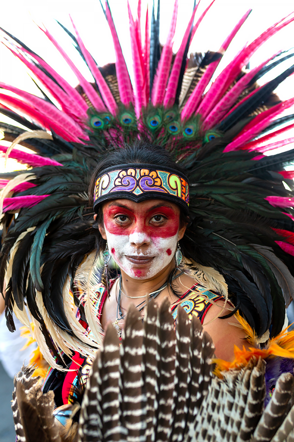 Performer+Patty+Jimenez+prepares+to+take+part+in+a+traditional+Aztec+Dance+to+honor+souls+at+rest.