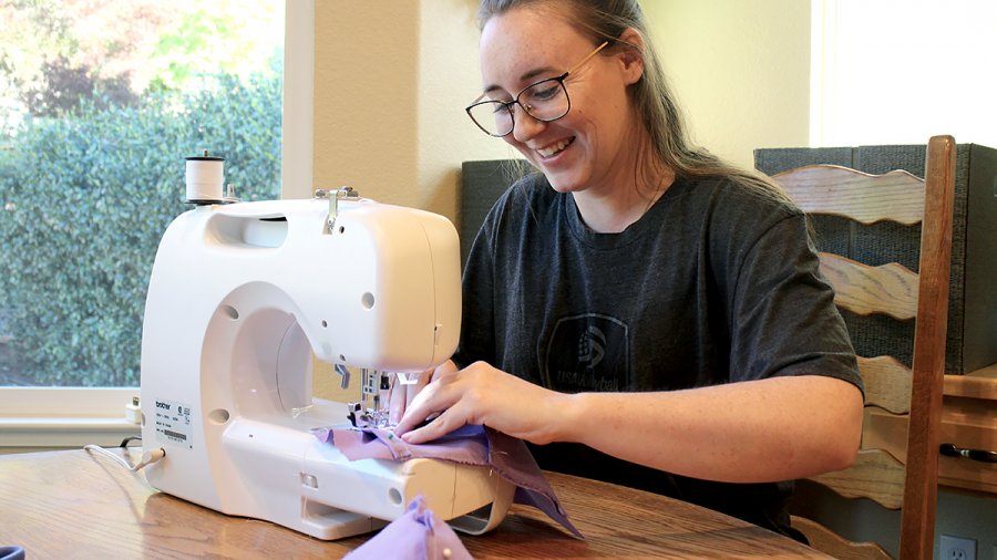 CSUEB Alumni Sews Mask for Family and Health Care Workers