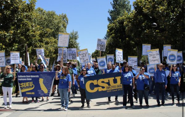 Protestors outside of Valera Hall at California State University Northridge, September 5th 2023