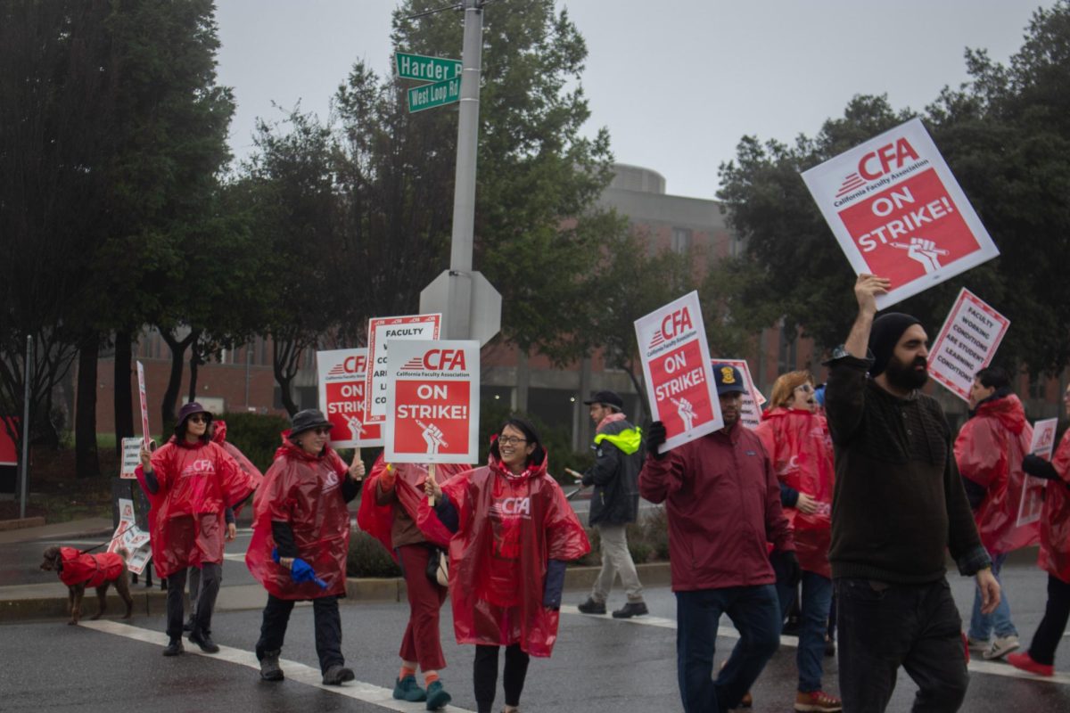 CSUEB CFA members during strike on January 22nd (Stephanie Berumen/The Pioneer)