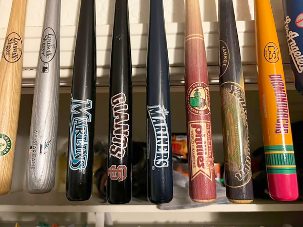 An assortment of torpedo bats, April 24, 2025.