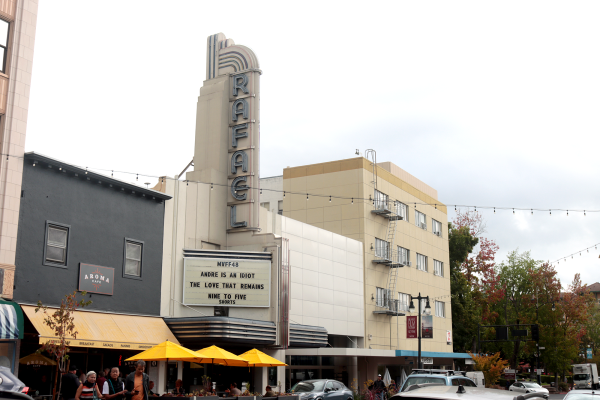The marquee of the Smith Rafael Film Center in San Rafael.