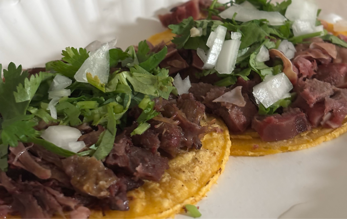 Asada and lengua tacos from Taqueria Los Perrones.